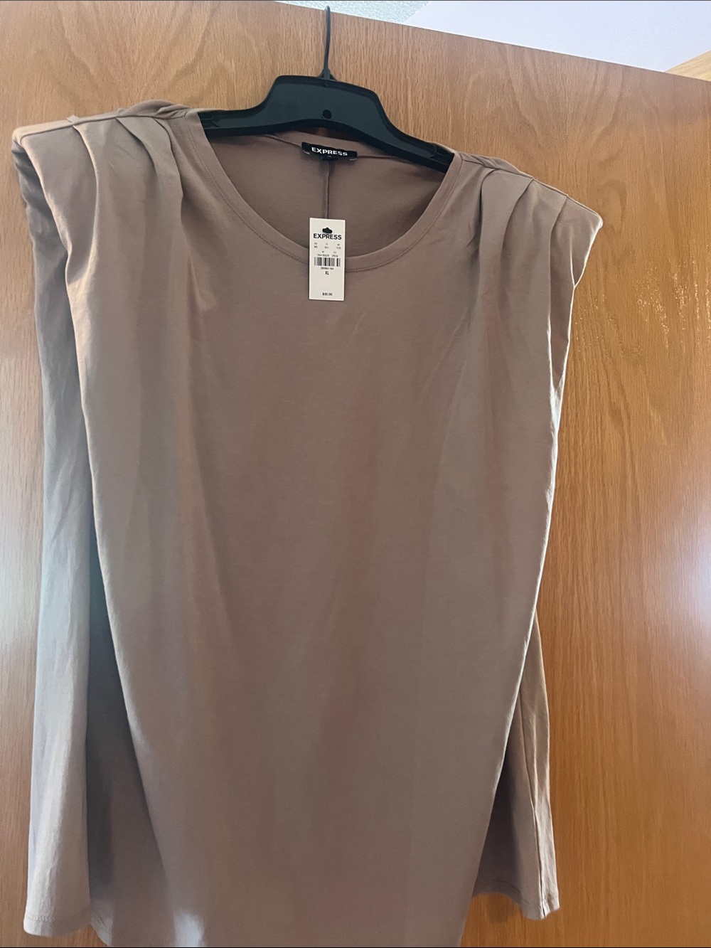 Express Women's Shoulder-Padded Tank Top - Taupe Brown